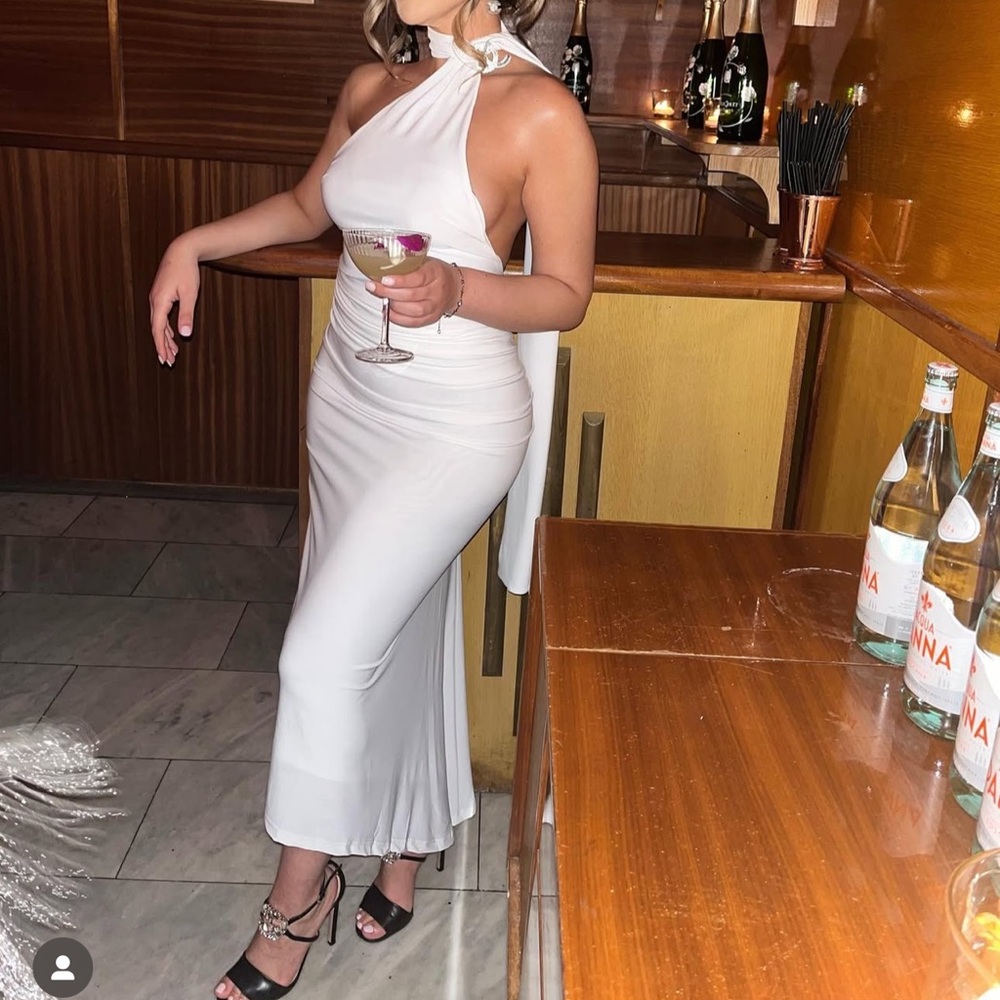 Melani The Label Bridal White Halter Maxi Dress